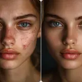 Prima e dopo: un ritocco per eliminare imperfezioni foto, rendendo la pelle liscia e luminosa.