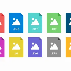 Icone di vari formati immagine: JPG, PNG, TIFF, GIF, PSD, WEBP, AI, SVG, EPS, PDF. Quale formato scegliere per il tuo progetto?