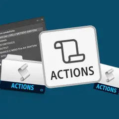 Pannello Azioni di Photoshop con diverse opzioni, tra cui "Azioni per LIVELLI METODO SANTONI", per automatizzare i comandi.