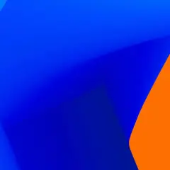 Onda blu vibrante su sfondo arancione complementare, un contrasto audace e moderno.