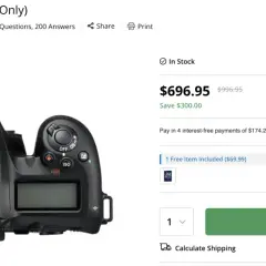 Nikon D7500 DSLR, vista dall'alto, con dettagli sui controlli e le nikon d7500 caratteristiche. Prezzo scontato.