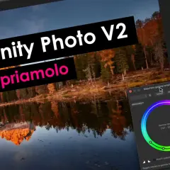 Scopriamo Affinity Photo V2 con la maschera gamma tonalità live. Un paesaggio montano riflesso in un lago fa da sfondo.