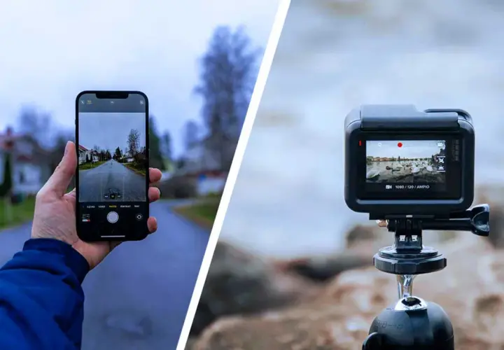 Confronto tra smartphone e action cam: un'istantanea con il telefono, un video con la GoPro.