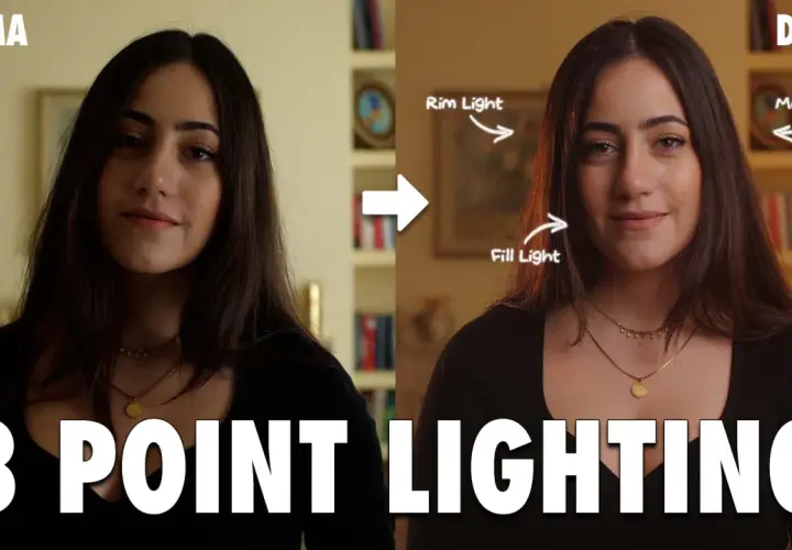 Prima e dopo: una ragazza illuminata con 3 punti luce. Il fill light ammorbidisce le ombre, creando un effetto più professionale.