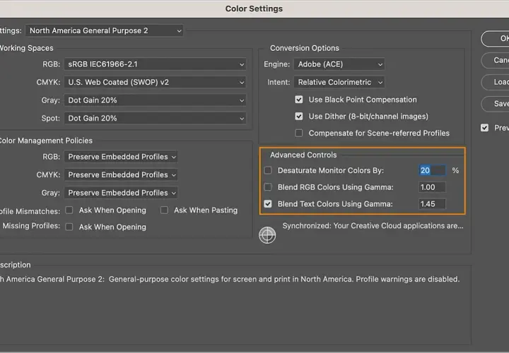 Impostazioni colori Photoshop: spazi di lavoro, gestione profili e controlli avanzati per la resa cromatica.