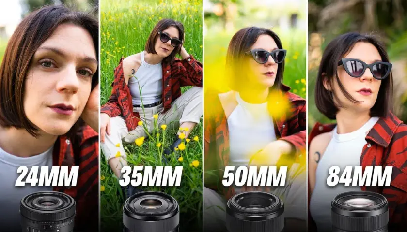 Confronto focali: 24mm, 35mm, 50mm, 84mm. L'obiettivo 50mm a cosa serve? Ottimo per ritratti con sfondo sfocato.
