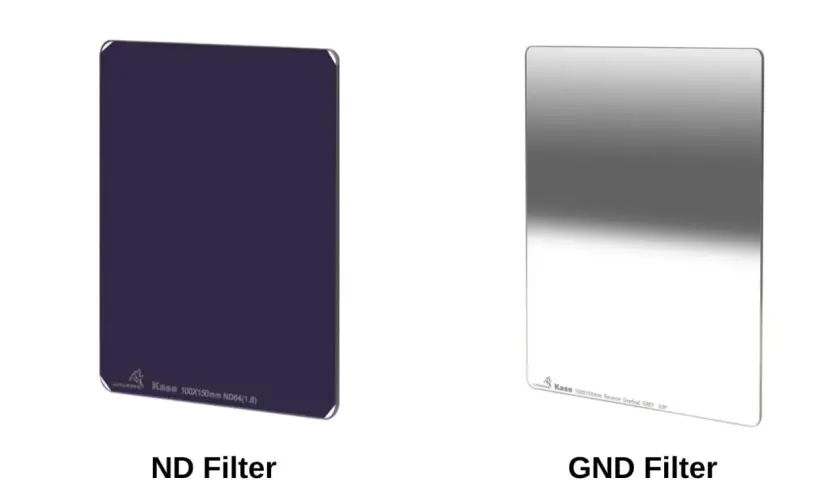 Due filtri fotografici: un ND viola uniforme e un GND sfumato grigio. Ideali per ogni scatto.