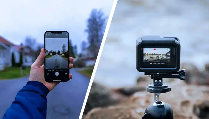 Confronto tra smartphone e action cam: un'istantanea con il telefono, un video con la GoPro.