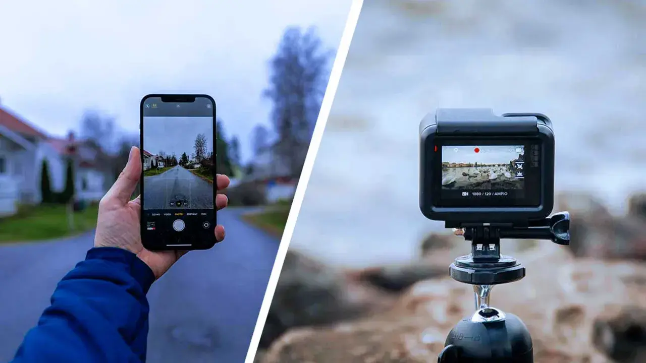 Confronto tra smartphone e action cam: un'istantanea con il telefono, un video con la GoPro.
