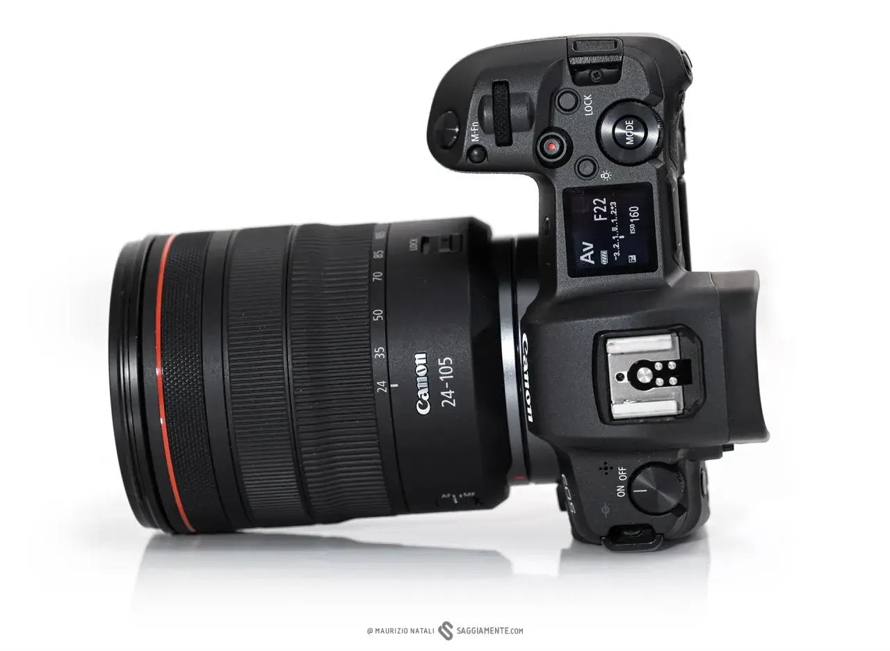 La Canon R9 con obiettivo 24-105mm, pronta per catturare ogni dettaglio.