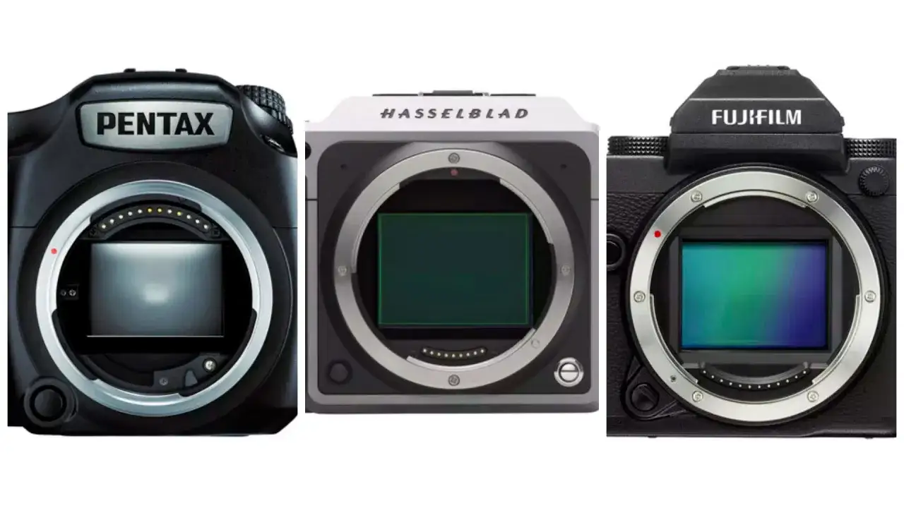 Confronto sensori: Pentax, Hasselblad e Fujifilm. La differenza tra medio formato vs full frame è evidente.